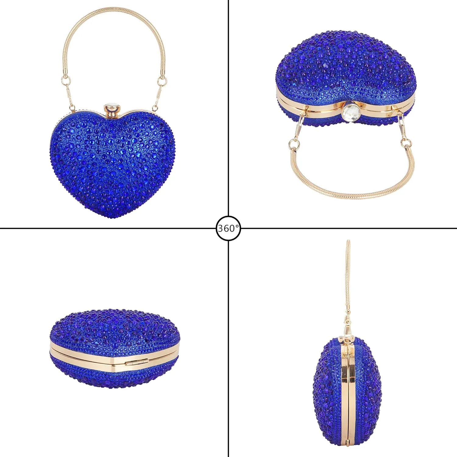 Women Heart Shaped Clutch Handbag Wedding Party Evening Bag Mini Chain Purse Cocktail Prom Tote Shoulder Bag