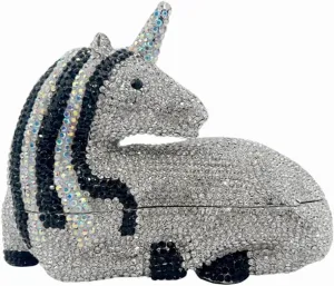 Women Luxury Horse Shape Crystal Evening Bag Chic Animal Clutch Rhinestone Diamond Purse Handbag for Party Prom