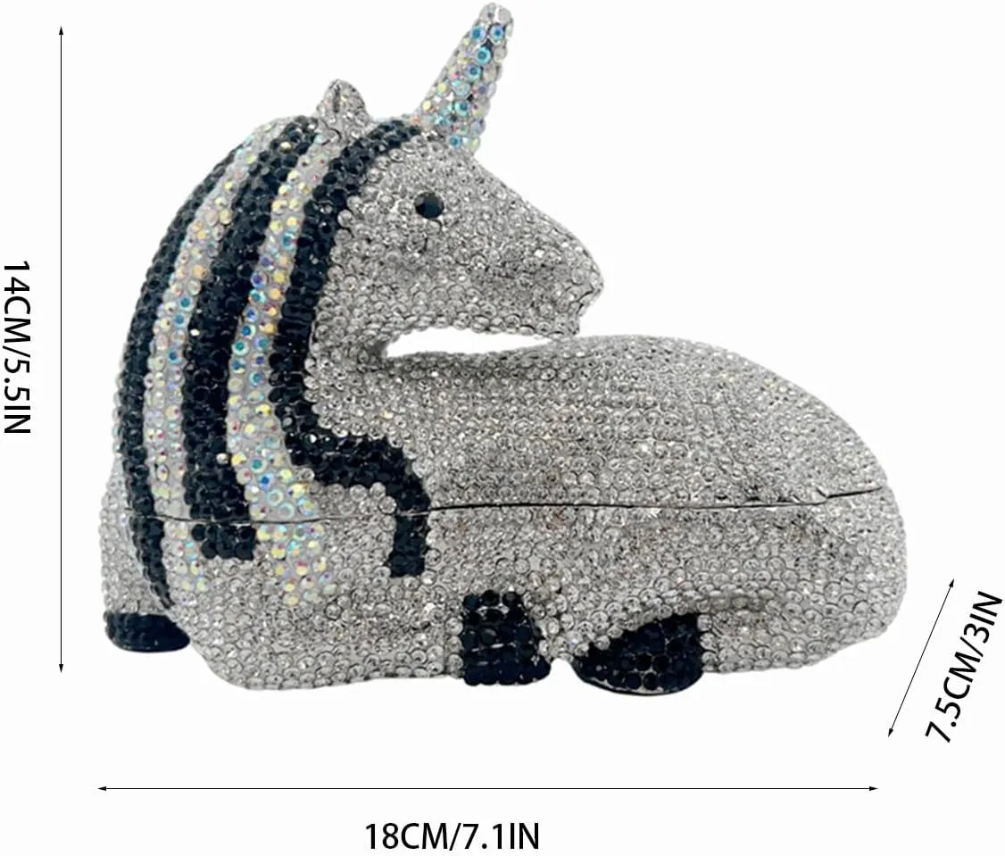 Women Luxury Horse Shape Crystal Evening Bag Chic Animal Clutch Rhinestone Diamond Purse Handbag for Party Prom