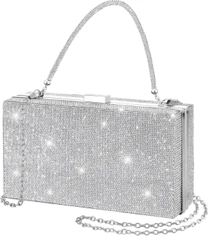 Women Poker Card Evening Clutch Rhinestone Purse Casino Vegas Novelty Purse Queen Hearts Bags Playing Cards Gift(Silver,Blank)