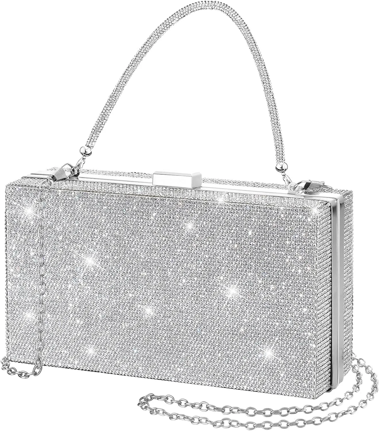 Women Poker Card Evening Clutch Rhinestone Purse Casino Vegas Novelty Purse Queen Hearts Bags Playing Cards Gift(Silver,Blank)