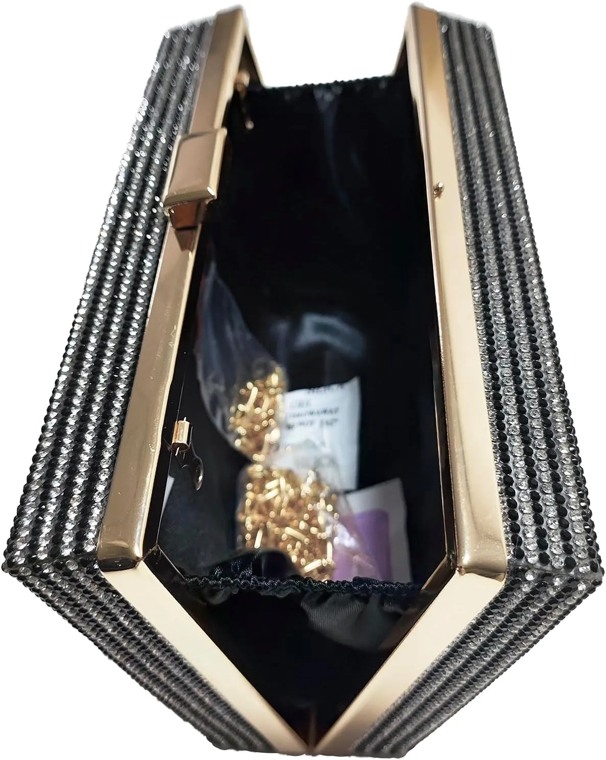 Women Retro Radio Shape Crossbody Bag Rhinestone Metal Vintage Evening Clutch Purses