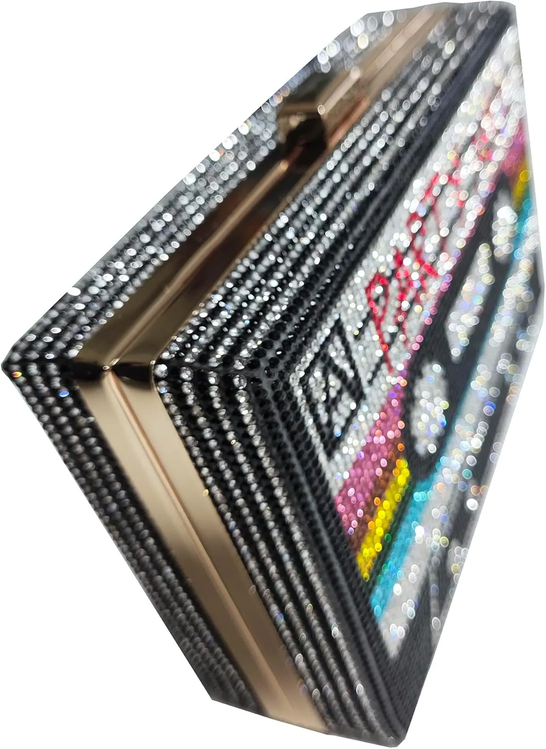 Women Retro Radio Shape Crossbody Bag Rhinestone Metal Vintage Evening Clutch Purses