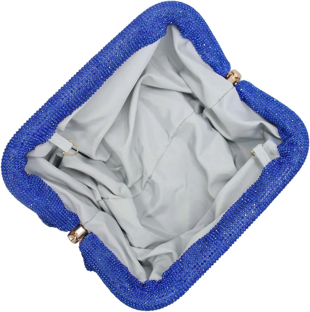 Women Rhinestone Clutch Purse Diamond Evening Bag Chain Handbag Ladies Dumpling Bag Wedding Party Purse