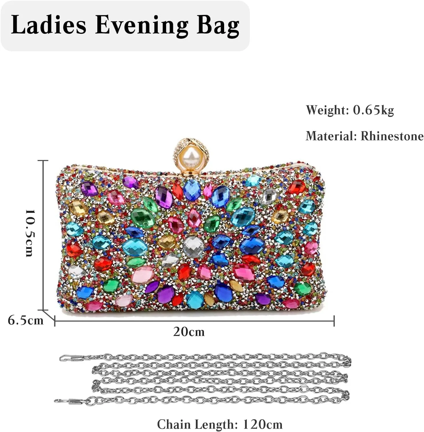 Women Rhinestone Evening Bag Multicolor Clutch Bag Luxury Crystal Handbag Bridal Wedding Purse