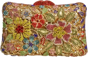 Women Rhinestone Floral Handbag Shiny Diamond Flower Purse Luxury Fairy Crossbody Bag for Wedding Banquet Party
