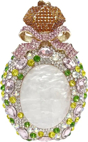 Women Rhinestone Perfume Bottle Clutch Purse Luxury Shell Crystal Evening Bag Cute Diamond Wedding Party Handbag