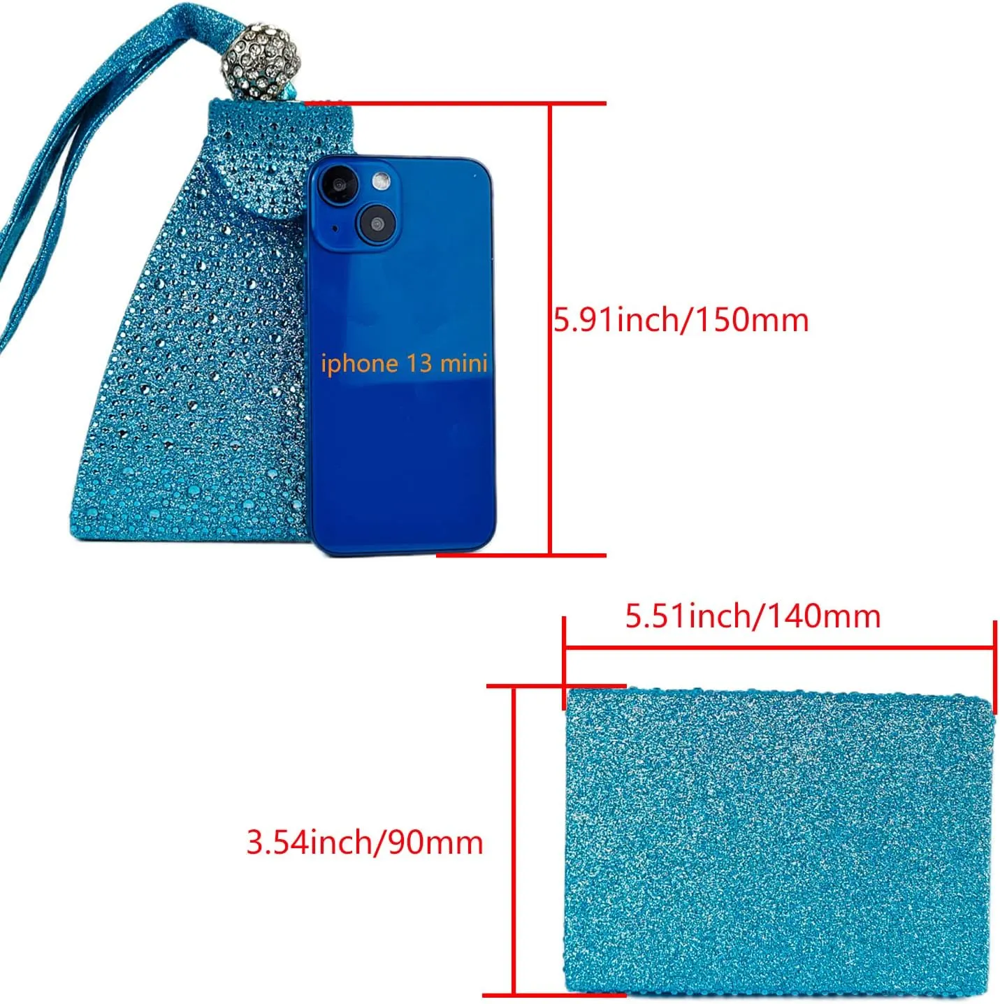 Women Rhinestone Unique Evening Bag Triangle Handbag Wristlet Clutch Purse Wrist Bag