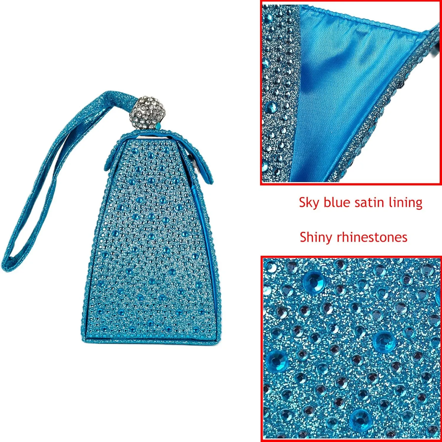 Women Rhinestone Unique Evening Bag Triangle Handbag Wristlet Clutch Purse Wrist Bag