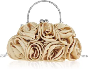 Women Roses Clutch Purse Small Floral Evening Handbag with Detachable Strap Wedding Gift for Girl Mom