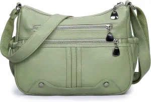 Women Soft PU Leather Shoulder Handbag Multi Pocket Crossbody Bag Ladies Medium Roomy Purses Fashion Tote Top Handle Satchel
