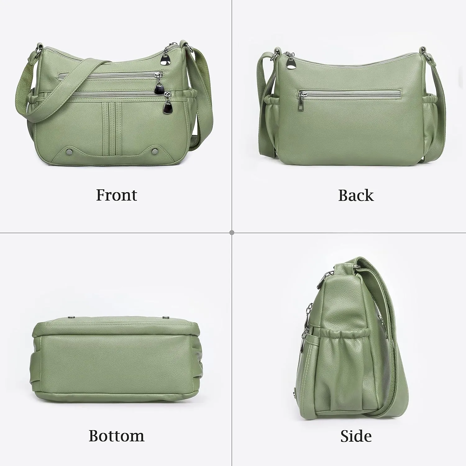 Women Soft PU Leather Shoulder Handbag Multi Pocket Crossbody Bag Ladies Medium Roomy Purses Fashion Tote Top Handle Satchel