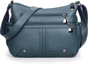 Women Soft PU Leather Shoulder Handbag Multi Pocket Crossbody Bag Ladies Medium Roomy Purses Fashion Tote Top Handle Satchel