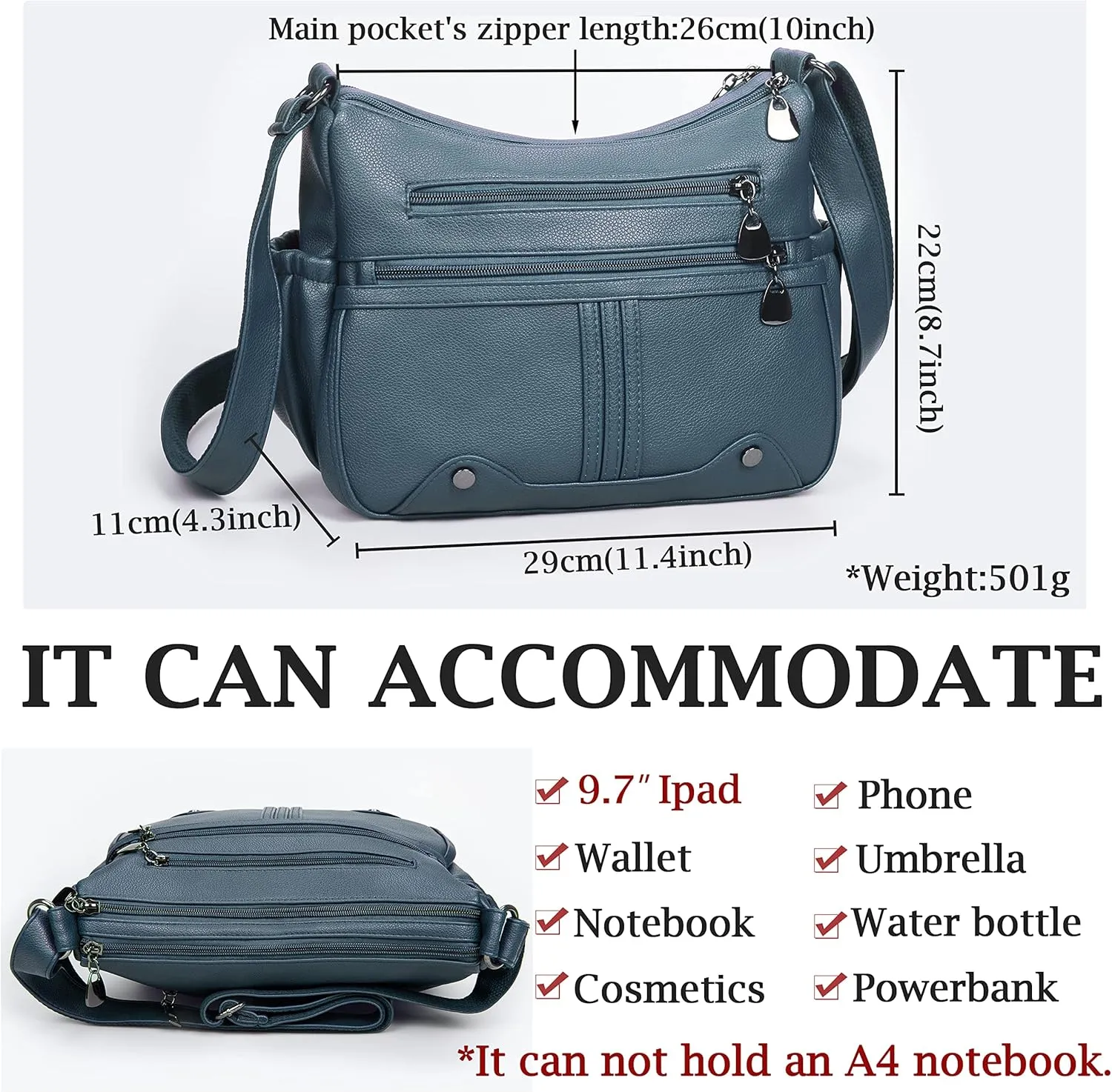 Women Soft PU Leather Shoulder Handbag Multi Pocket Crossbody Bag Ladies Medium Roomy Purses Fashion Tote Top Handle Satchel