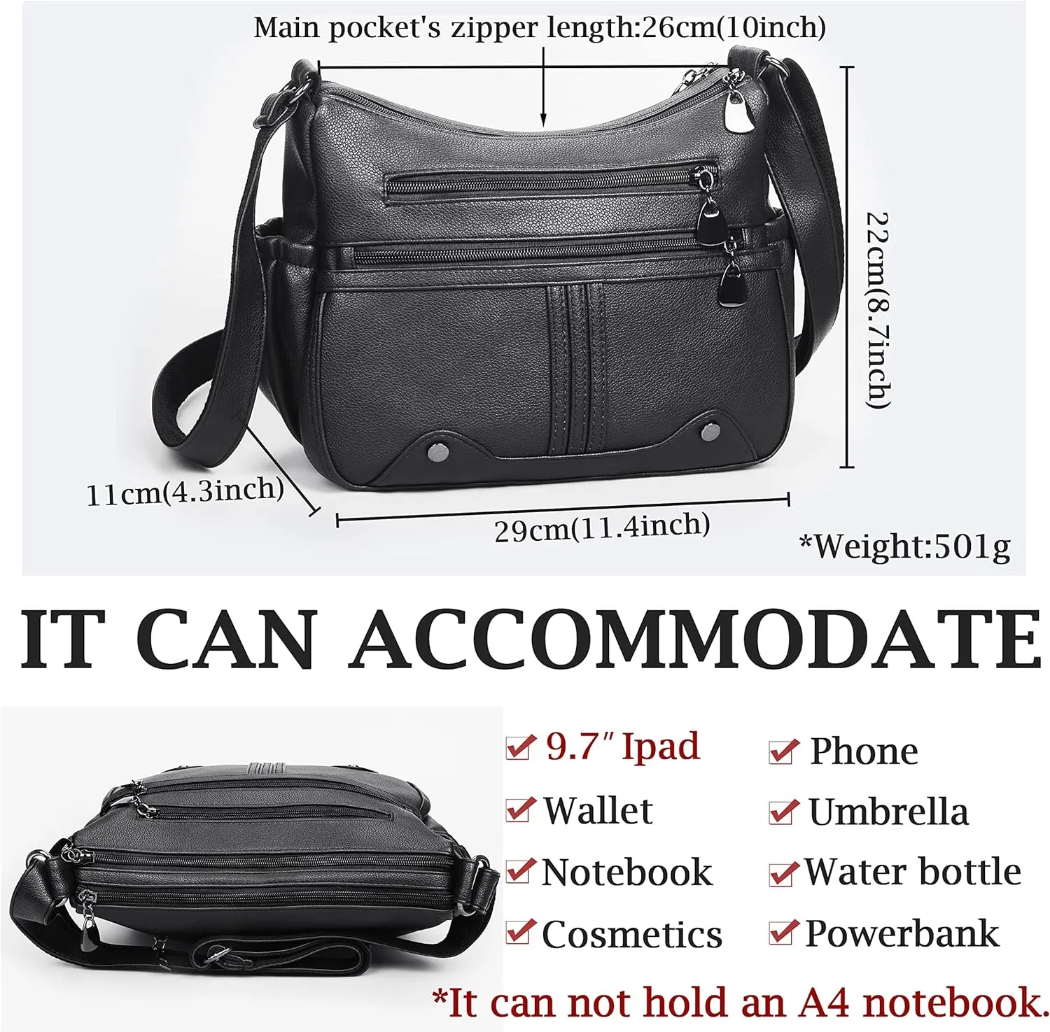 Women Soft PU Leather Shoulder Handbag Multi Pocket Crossbody Bag Ladies Medium Roomy Purses Fashion Tote Top Handle Satchel