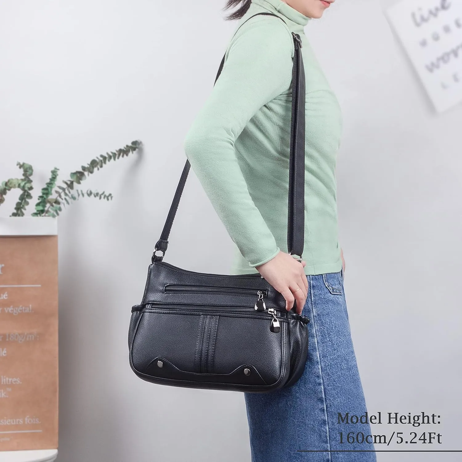 Women Soft PU Leather Shoulder Handbag Multi Pocket Crossbody Bag Ladies Medium Roomy Purses Fashion Tote Top Handle Satchel