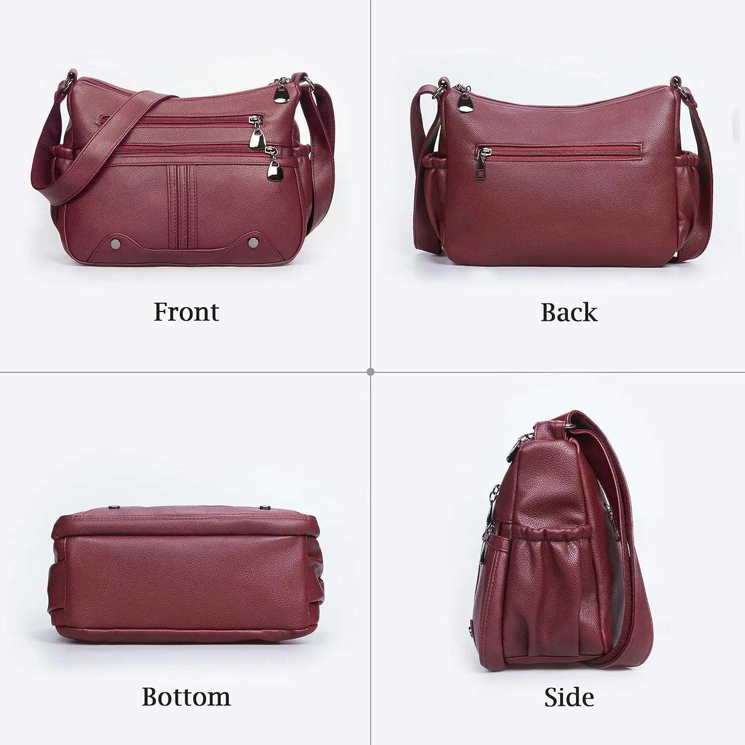 Women Soft PU Leather Shoulder Handbag Multi Pocket Crossbody Bag Ladies Medium Roomy Purses Fashion Tote Top Handle Satchel