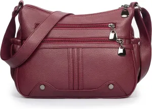 Women Soft PU Leather Shoulder Handbag Multi Pocket Crossbody Bag Ladies Medium Roomy Purses Fashion Tote Top Handle Satchel