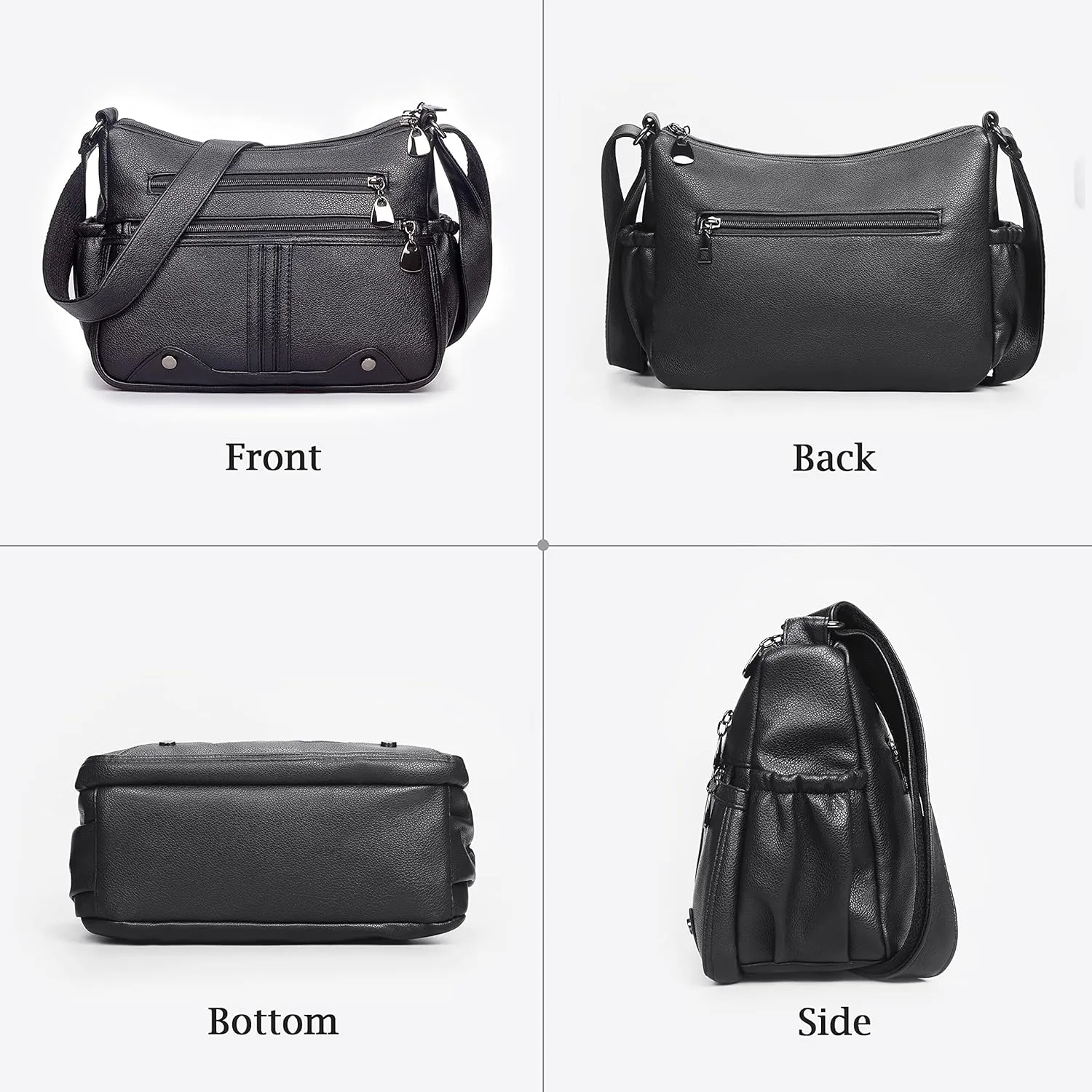 Women Soft PU Leather Shoulder Handbag Multi Pocket Crossbody Bag Ladies Medium Roomy Purses Fashion Tote Top Handle Satchel