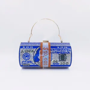 Women Stack of Cash Evening Bag Crystal Rhinestone Clutch