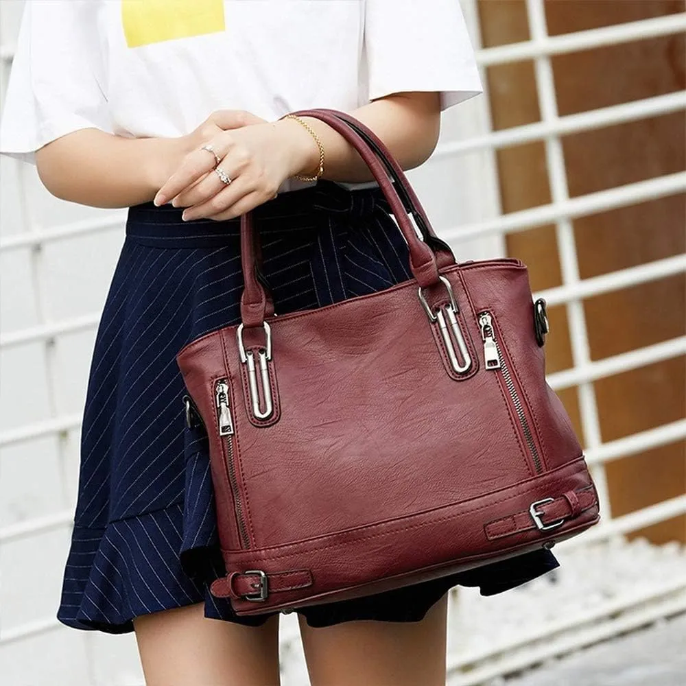 Women Tote Bag Handbags PU Leather Fashion Hobo Shoulder Bags with Adjustable Shoulder Strap