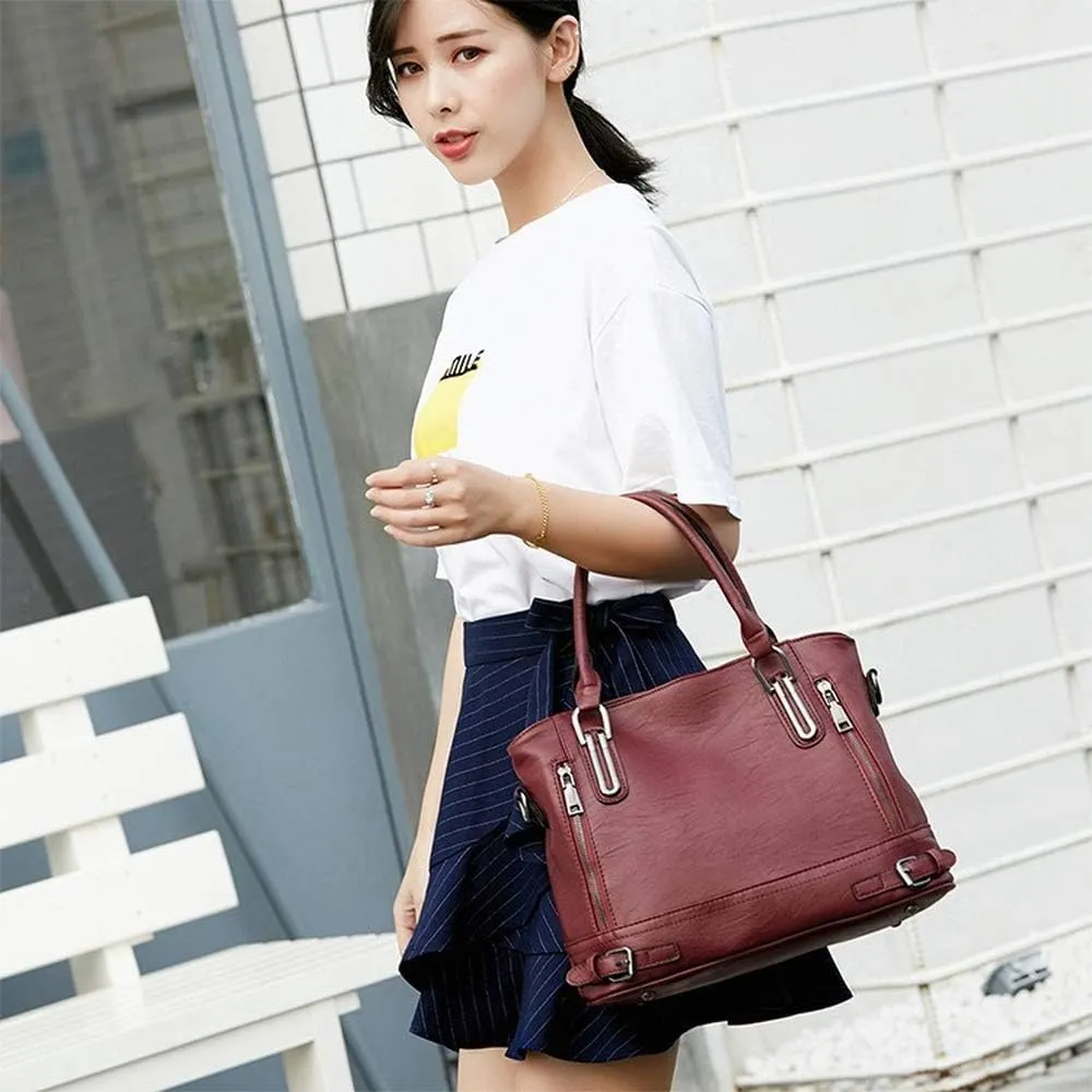 Women Tote Bag Handbags PU Leather Fashion Hobo Shoulder Bags with Adjustable Shoulder Strap