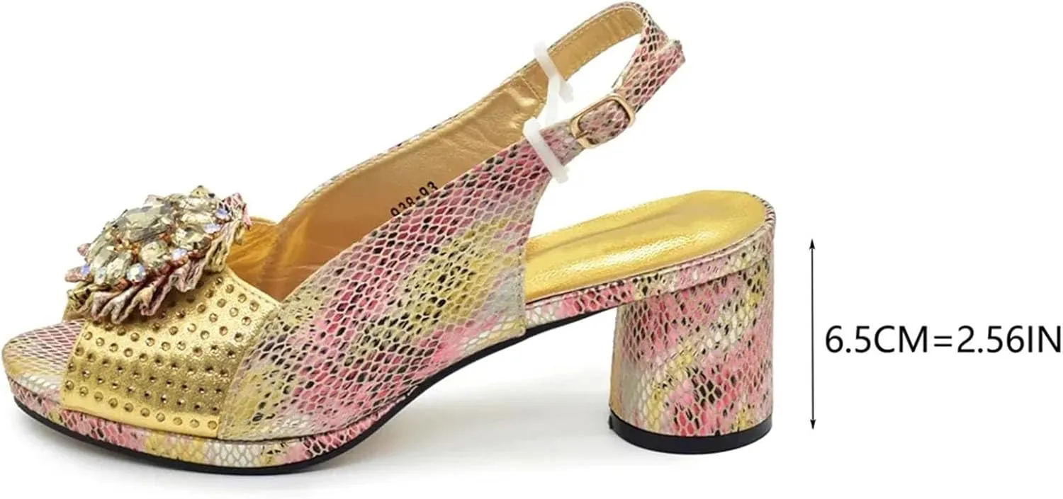 Women's African Wedding Luxury Set - Italian Rhinestone Shoes & Matching Bag for Nigerian Celebrations