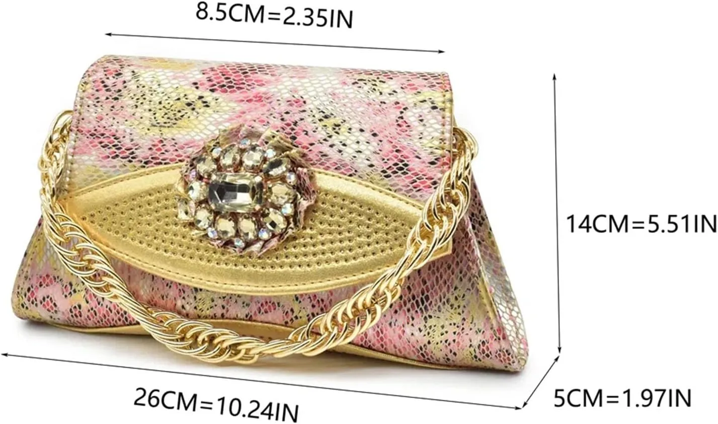Women's African Wedding Luxury Set - Italian Rhinestone Shoes & Matching Bag for Nigerian Celebrations