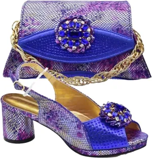 Women's African Wedding Luxury Set - Italian Rhinestone Shoes & Matching Bag for Nigerian Celebrations