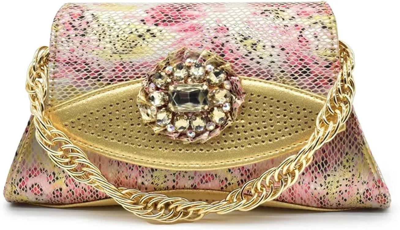 Women's African Wedding Luxury Set - Italian Rhinestone Shoes & Matching Bag for Nigerian Celebrations