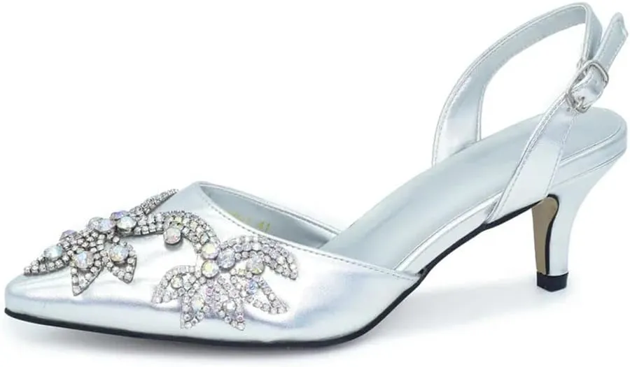Women’S Arrival Big Pumps and Bag Set Elegant Pointed Toe High Heel Slingbacks for Party