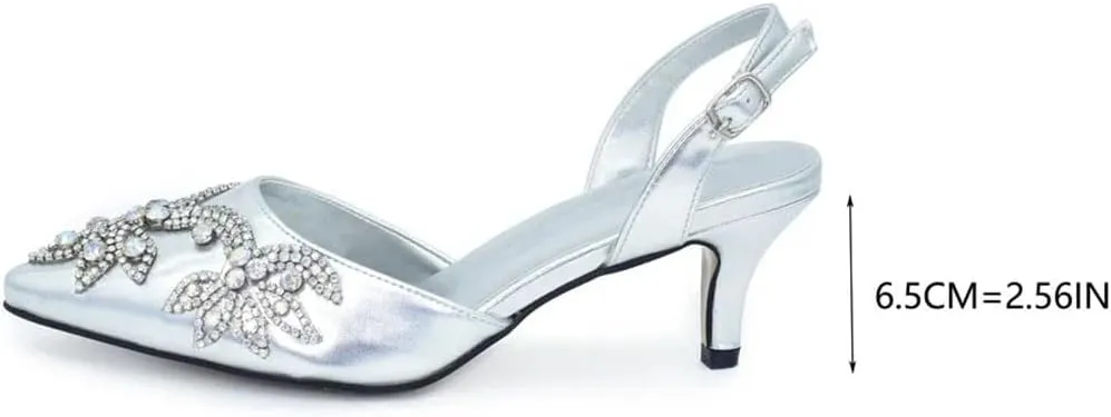 Women’S Arrival Big Pumps and Bag Set Elegant Pointed Toe High Heel Slingbacks for Party