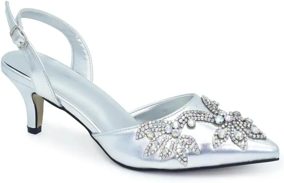 Women’S Arrival Big Pumps and Bag Set Elegant Pointed Toe High Heel Slingbacks for Party