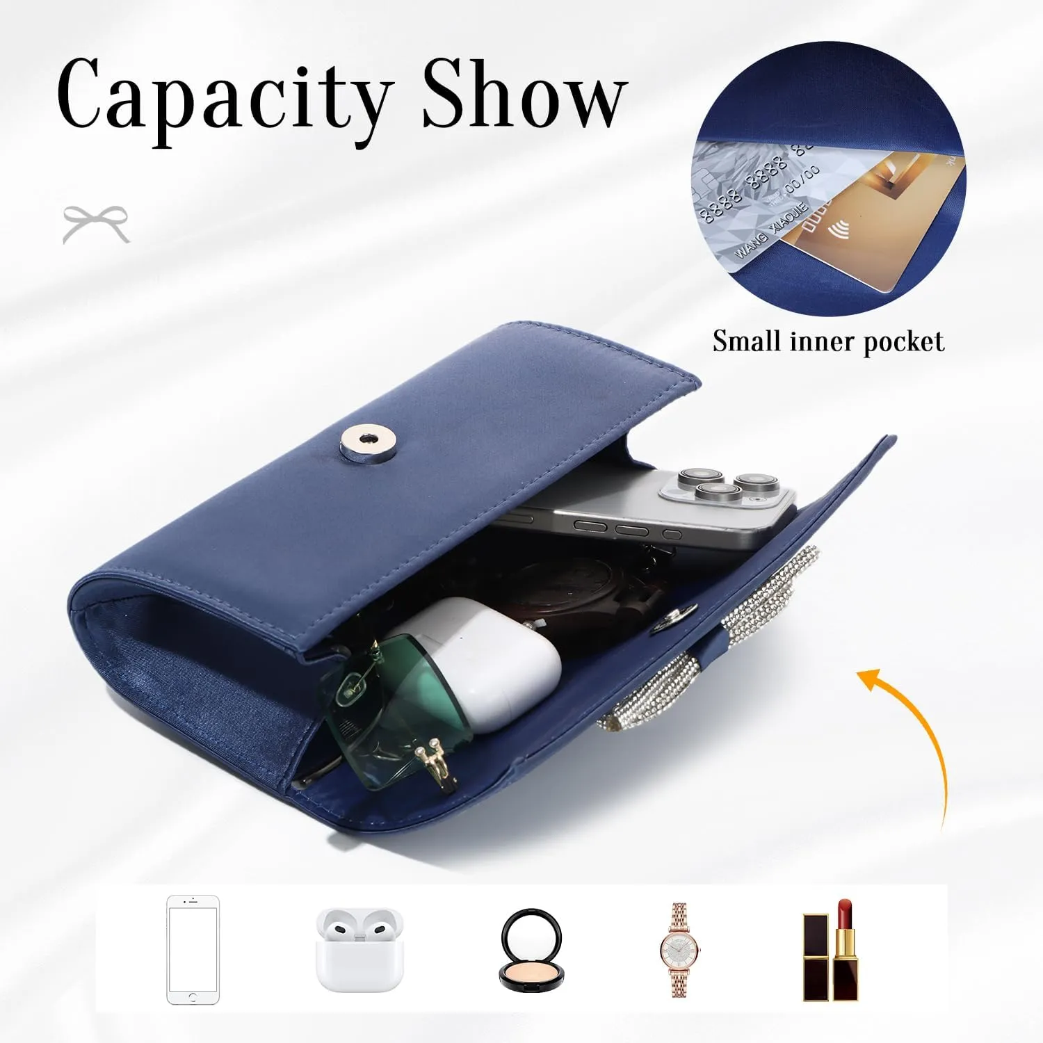 Women's Bow Clutch Purses with Chain, Evening Bag for Women Formal for Wedding Party Prom Cocktail