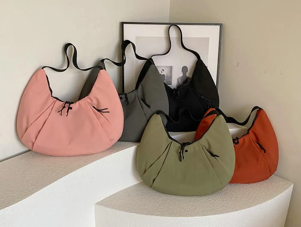 Womens Casual Nylon Shoulder Bag Large Canvas Crossbody Bag Totes Dumpling Handbag Top Handle Purse Work