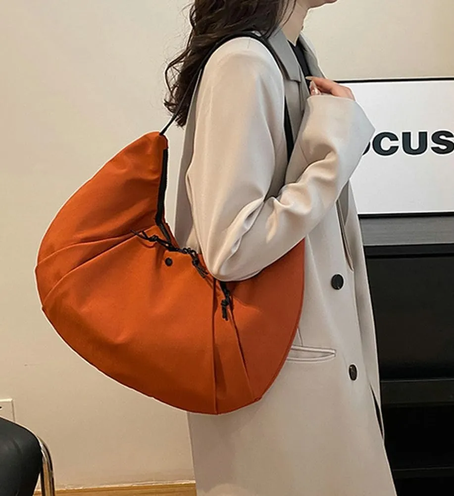 Womens Casual Nylon Shoulder Bag Large Canvas Crossbody Bag Totes Dumpling Handbag Top Handle Purse Work