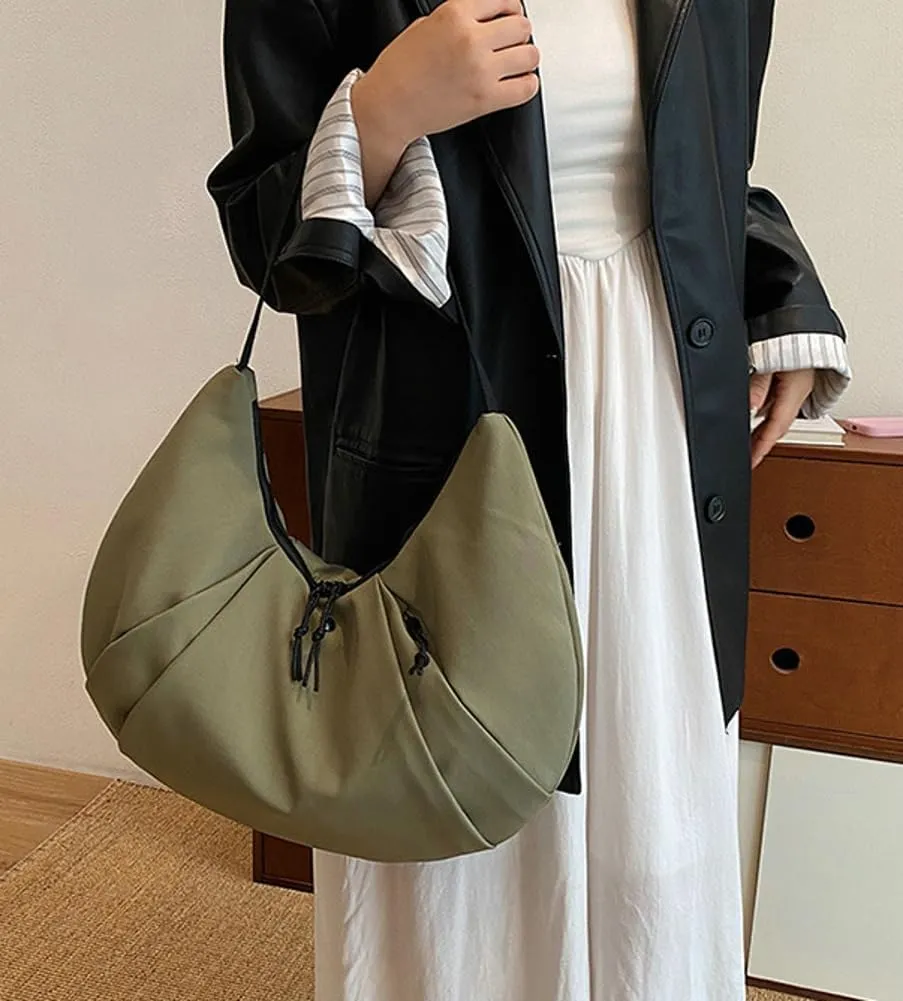 Womens Casual Nylon Shoulder Bag Large Canvas Crossbody Bag Totes Dumpling Handbag Top Handle Purse Work