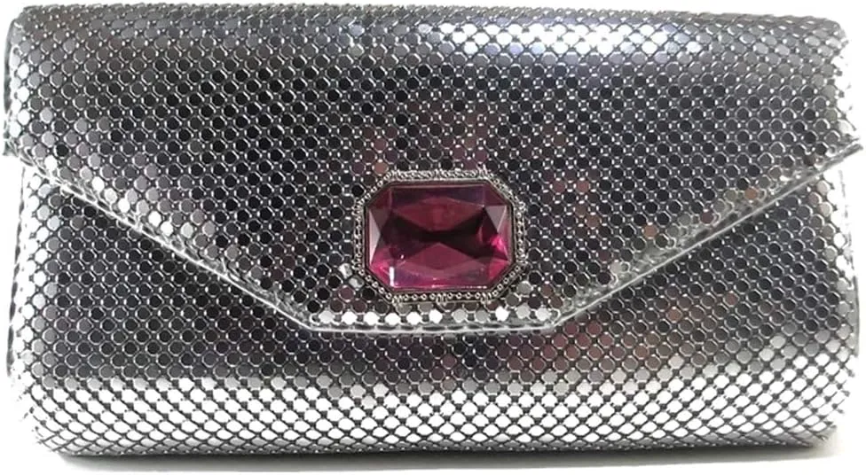 Womens clutch metal mesh evening purse bag for Cocktail Party Prom Wedding Banquet