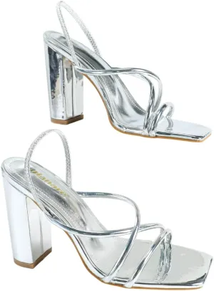 Women's Croc-Embossed High Heel Sandals – Elegant Crisscross Strap Evening Shoes, Luxe Block Heels for Galas & Black-Tie Events