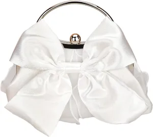 Women's Cute Bowknot Satin Evening Bag Cloud Shape Party Handbag with Chain