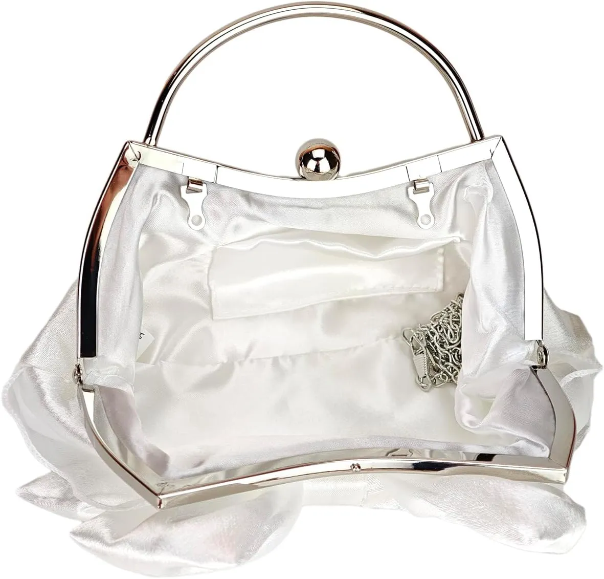 Women's Cute Bowknot Satin Evening Bag Cloud Shape Party Handbag with Chain