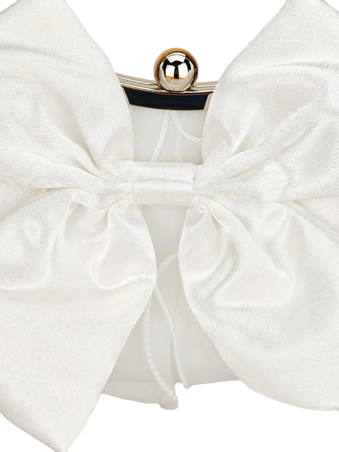 Women's Cute Bowknot Satin Evening Bag Cloud Shape Party Handbag with Chain