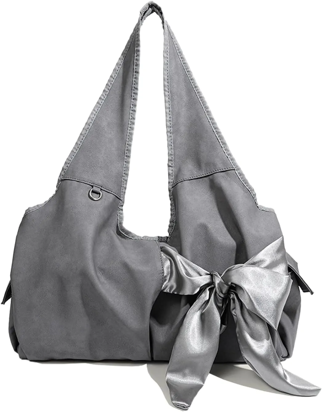 Women's Cute Bowknot Satin Sling Soft Leather Underarm Handbag Tote Bag Large Shoulder Bag Purses for Women