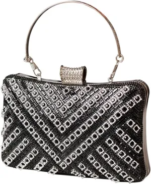 Women's Evening Bag Rhinestone Clutch Bag Bridal Wedding Purse Bling Crystal Shoulder Bag with Detachable Chain