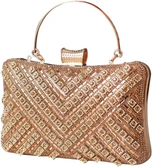 Women's Evening Bag Rhinestone Clutch Bag Bridal Wedding Purse Bling Crystal Shoulder Bag with Detachable Chain