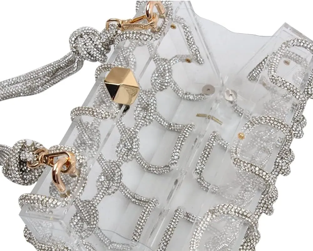 Women's Evening Bag Sparkly Rhinestone Clutch Purse Bling Acrylic Crossbody Bag for Women