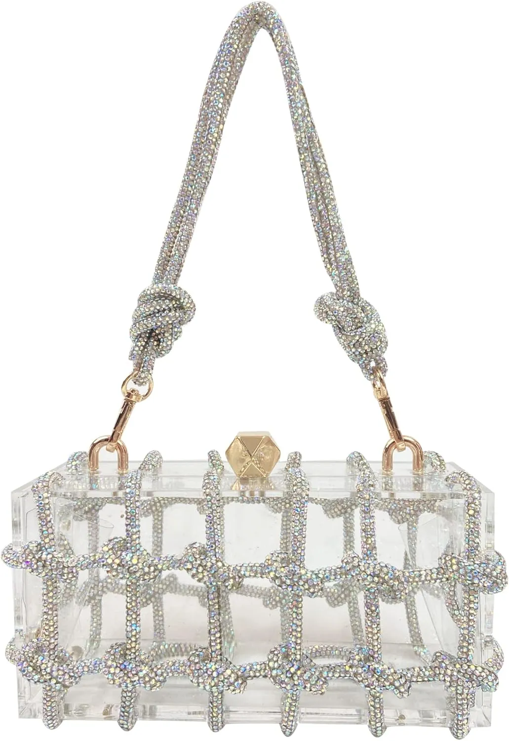 Women's Evening Bag Sparkly Rhinestone Clutch Purse Bling Acrylic Crossbody Bag for Women