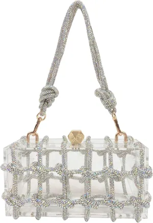 Women's Evening Bag Sparkly Rhinestone Clutch Purse Bling Acrylic Crossbody Bag for Women