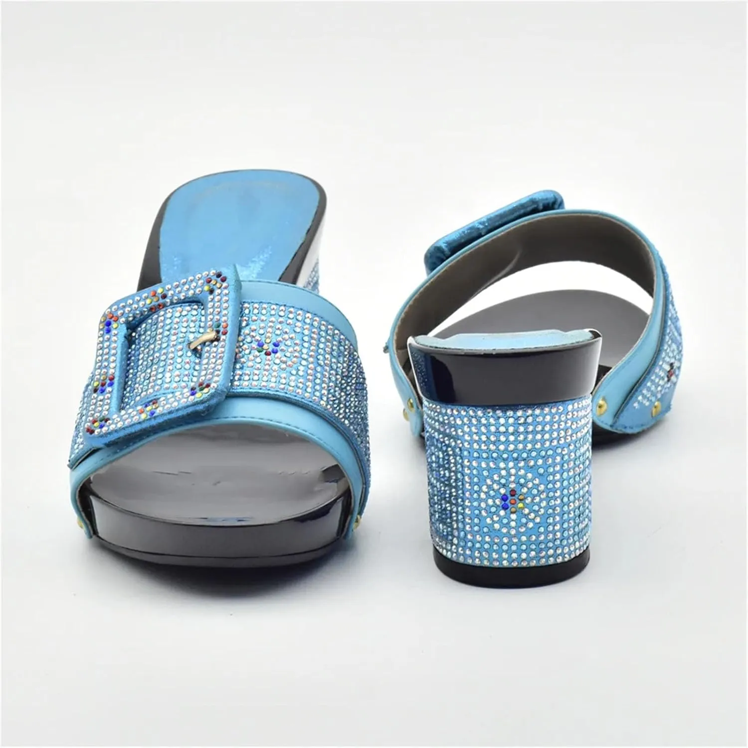 Womens Italian Matching Shoe and Bag Set Decorated with Rhinestone Evening Handbags Crystal Nigerian Shoes