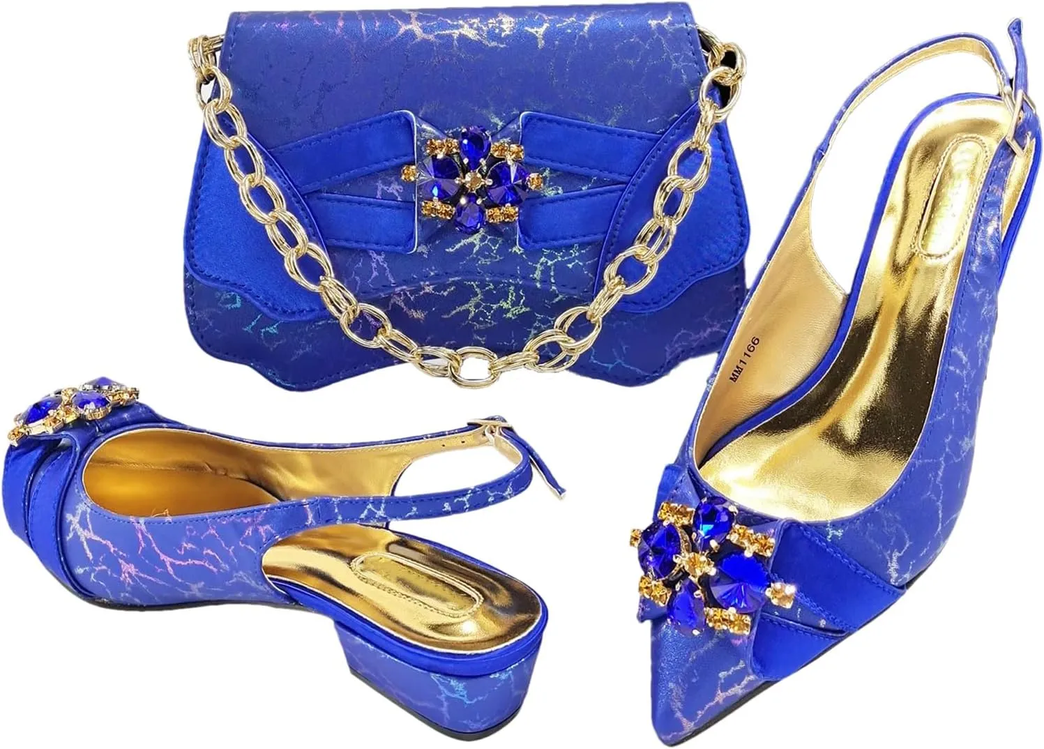 Women’s Italian Style Luxury Wedding Shoes and Matching Clutch Combo Rhinestone Accented Heels for Bride